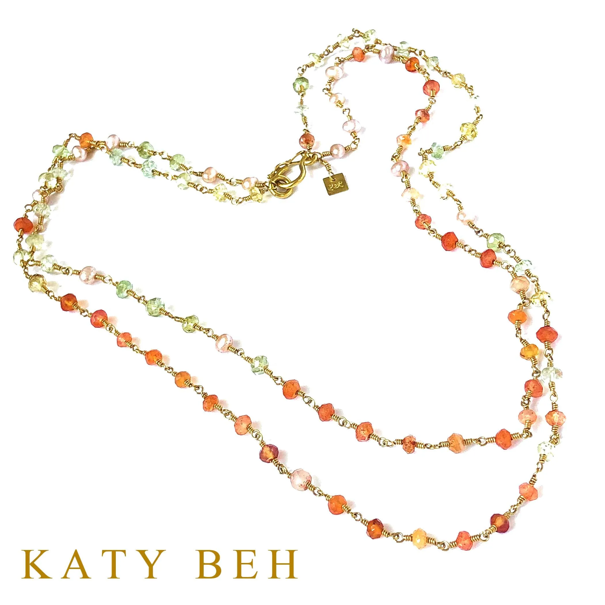 Erykah Carnelian, Beryl and Pearl Necklace