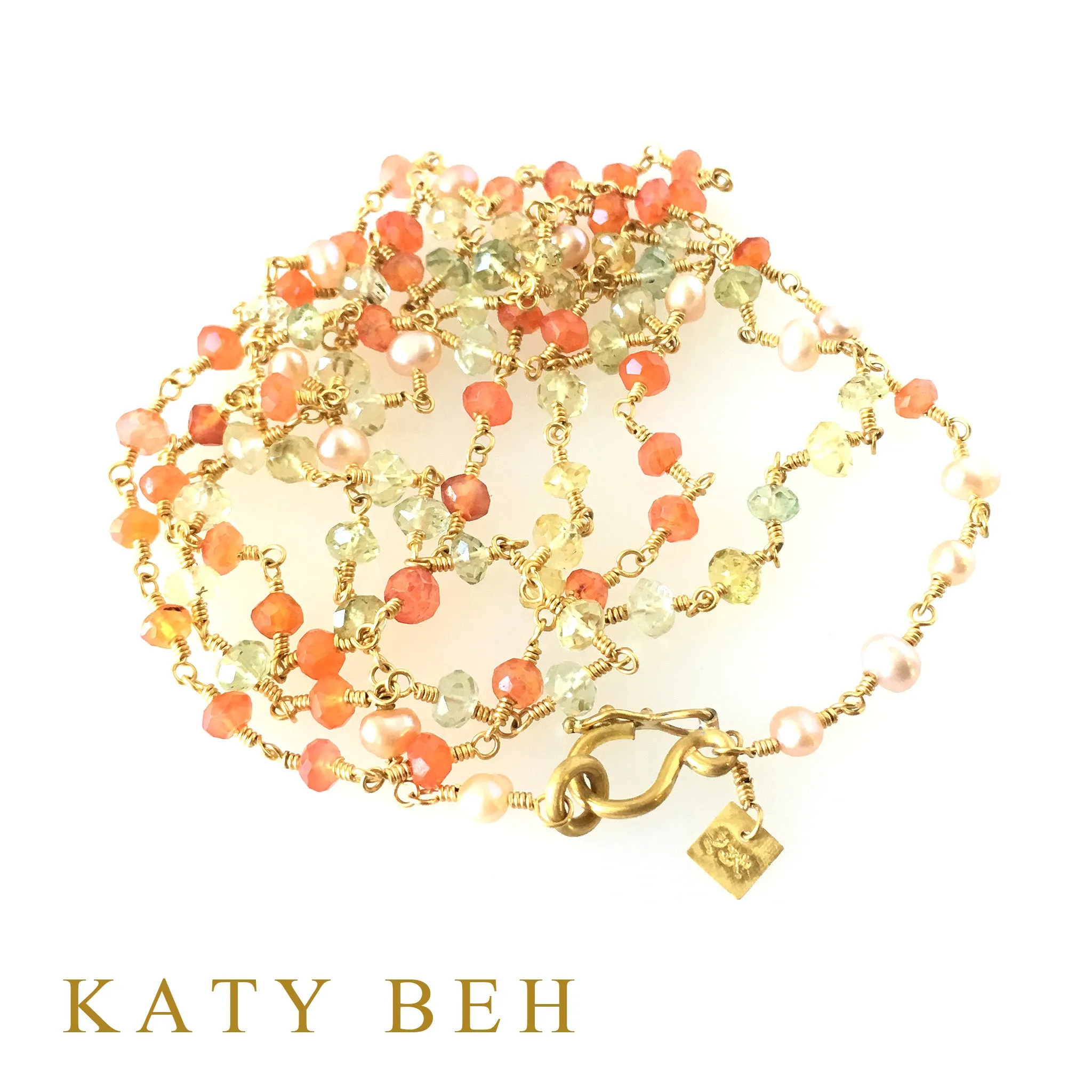 Erykah Carnelian, Beryl and Pearl Necklace