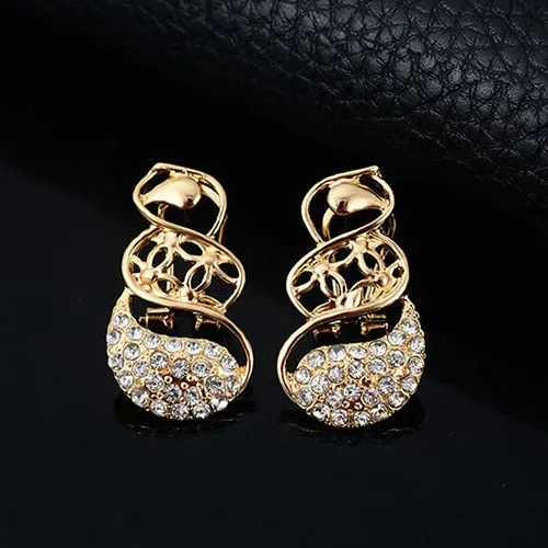 Fashion Crystal Choker Necklace Earring Bangle Bracelet Ring ladies Jewelry Set