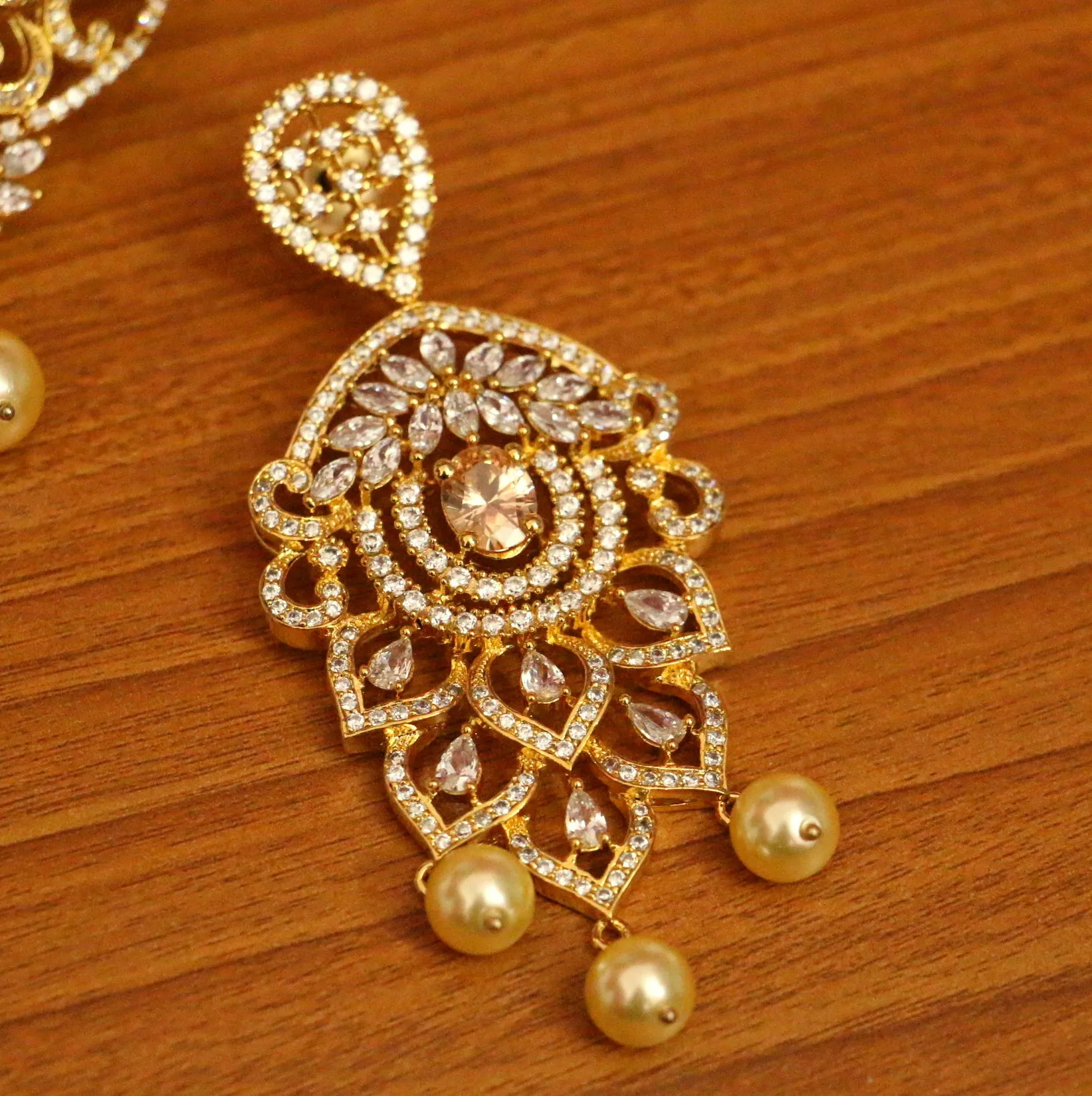 Gold Diamond Look Citrine Look Necklace