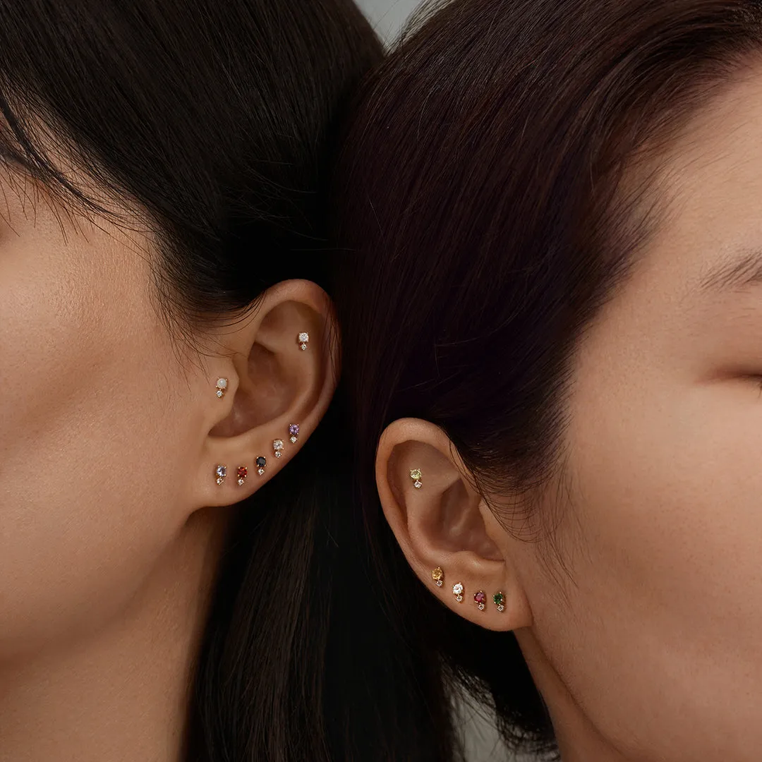 JANUARY | Garnet and White Sapphire Stud Earring