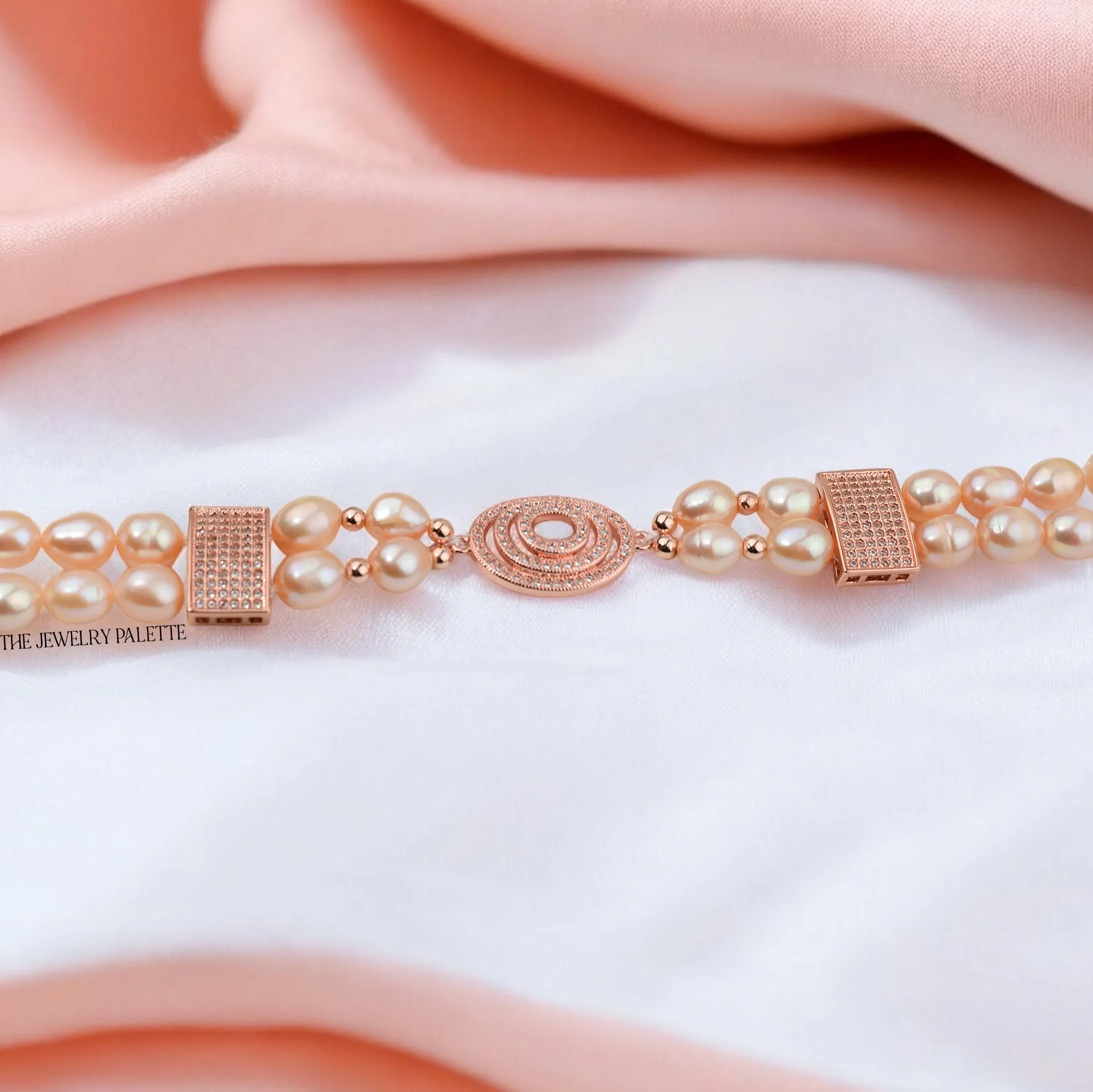 Juliette two tier pink pearl and rose gold bracelet