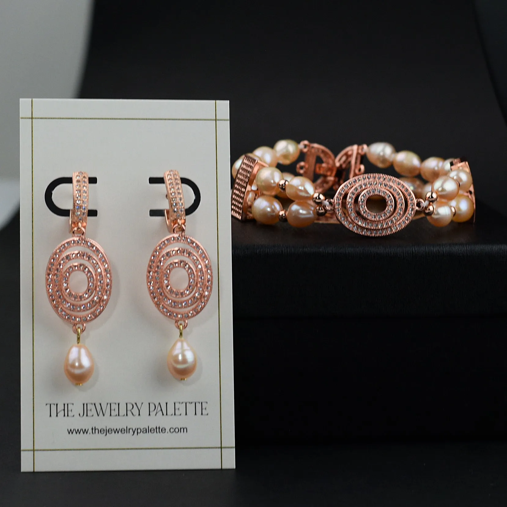 Juliette two tier pink pearl and rose gold bracelet