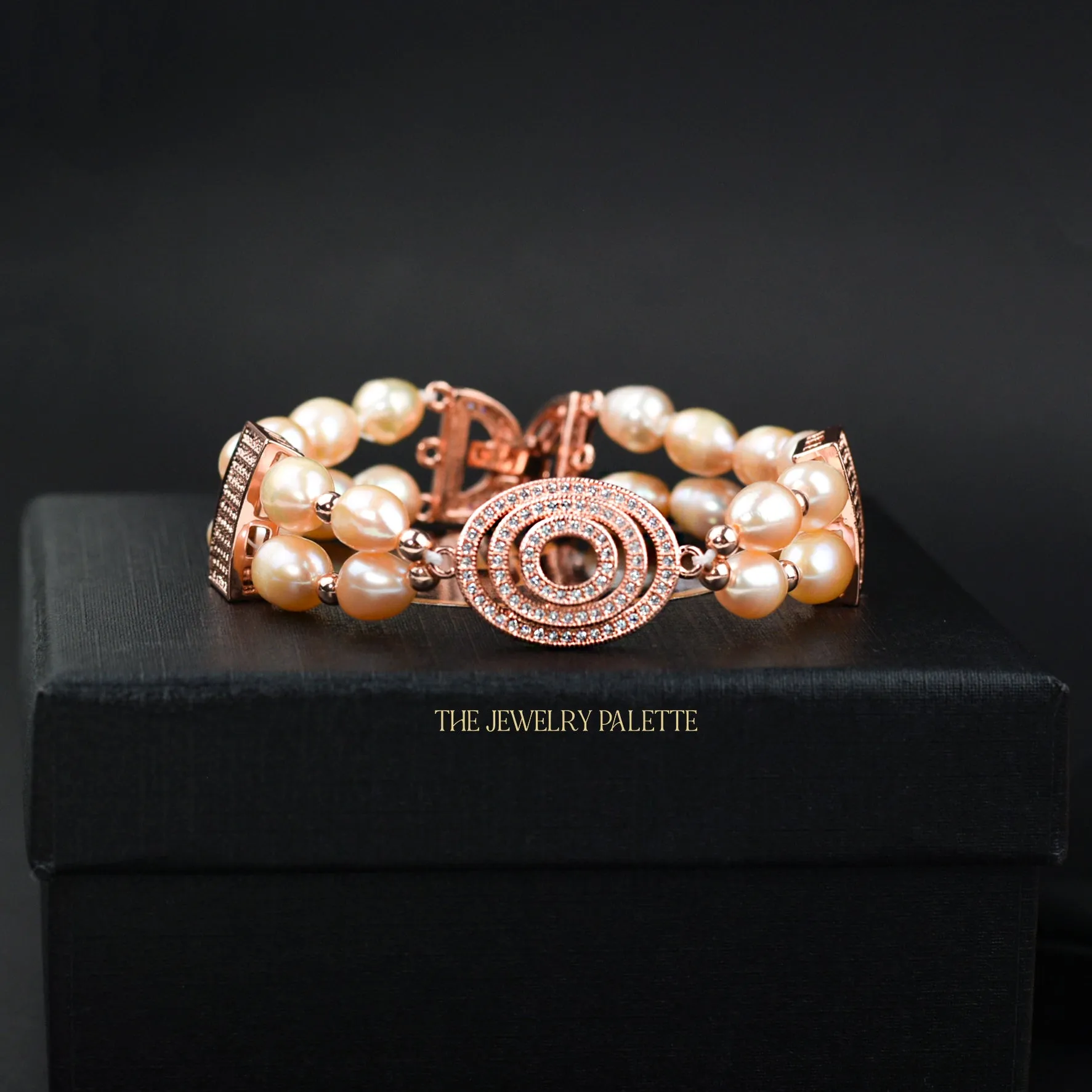 Juliette two tier pink pearl and rose gold bracelet