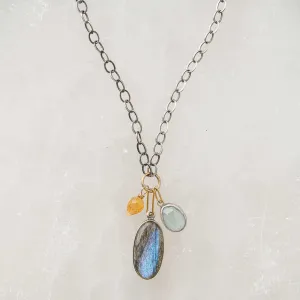 Labradorite Drop Necklace with Citrine and Aquamarine