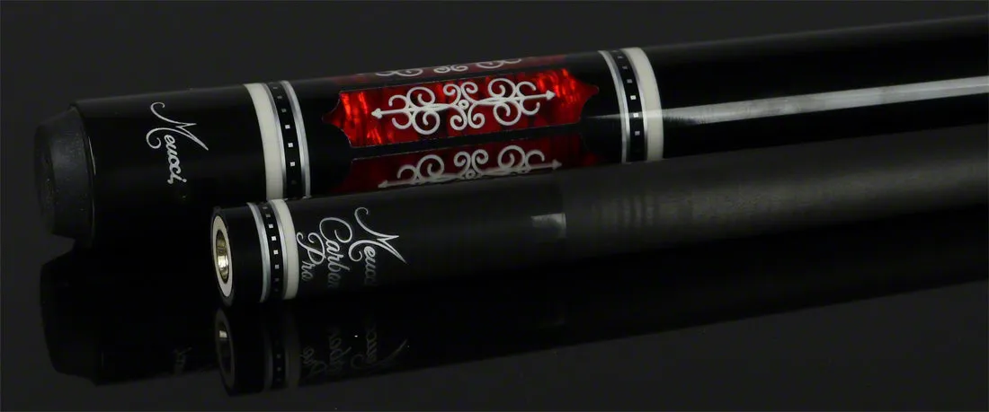 Meucci 21st Century 3 Black - Red Pearl - Black Wrap Pool Cue with Carbon Shaft - 2103BKRDBKC