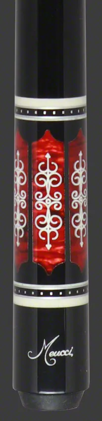 Meucci 21st Century 3 Black - Red Pearl - Black Wrap Pool Cue with Carbon Shaft - 2103BKRDBKC