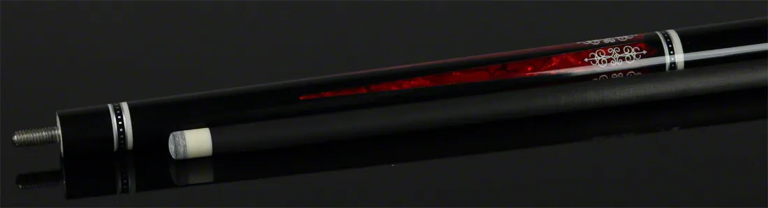 Meucci 21st Century 3 Black - Red Pearl - Black Wrap Pool Cue with Carbon Shaft - 2103BKRDBKC