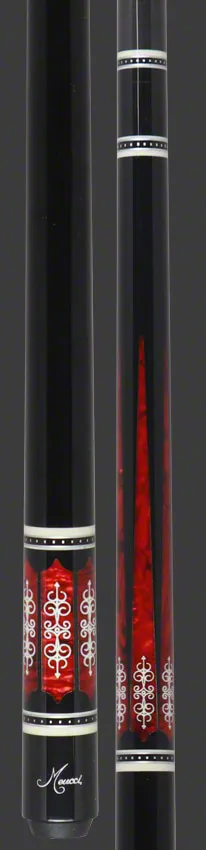 Meucci 21st Century 3 Black - Red Pearl - Black Wrap Pool Cue with Carbon Shaft - 2103BKRDBKC
