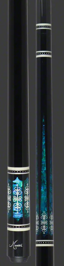 Meucci 21st Century 3 Black - Turq Pearl - Black Wrap Pool Cue with Carbon Shaft - 2103BKTURBKC
