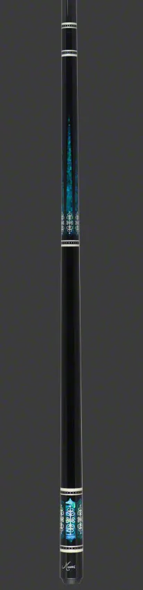 Meucci 21st Century 3 Black - Turq Pearl - Black Wrap Pool Cue with Carbon Shaft - 2103BKTURBKC