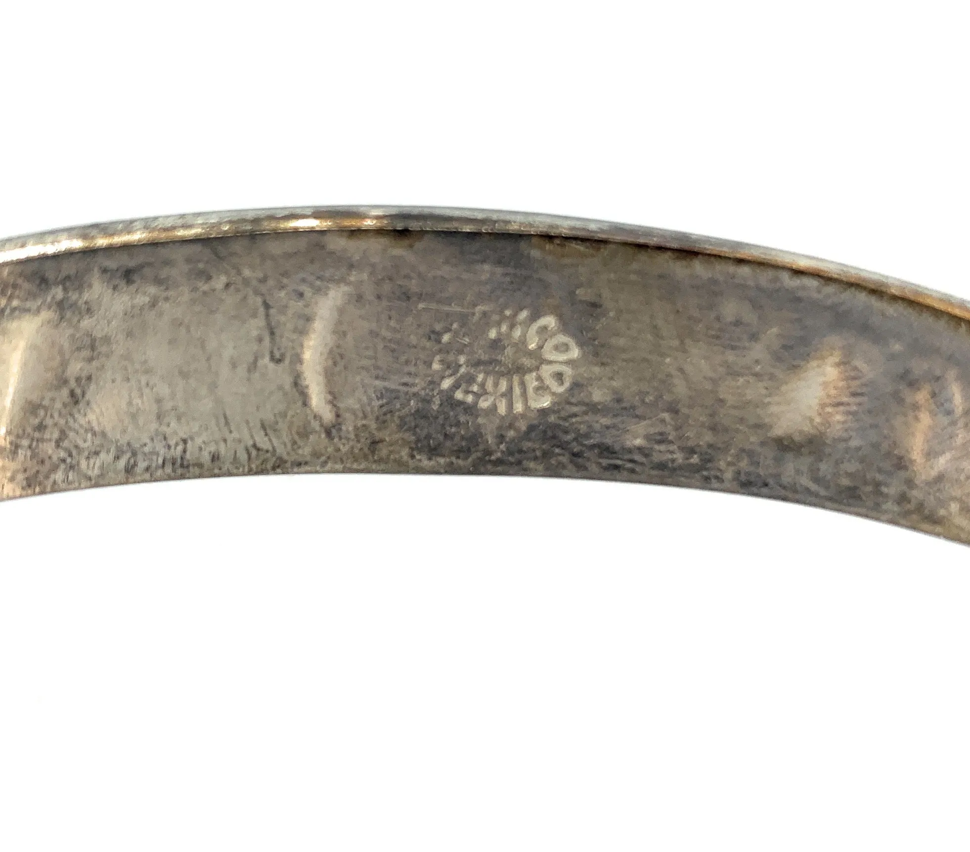 Mexico Sterling Silver, Multi-Stone Inlay Hinged Bangle Cuff Bracelet