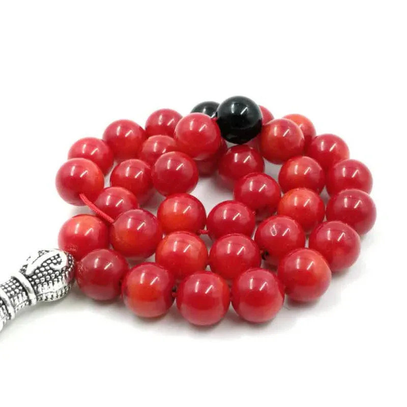 Natural coral Muslim Rosary 33 Yasr fossil Tasbih Eid gift For  Misbaha Islamic Fashion Bracelets
