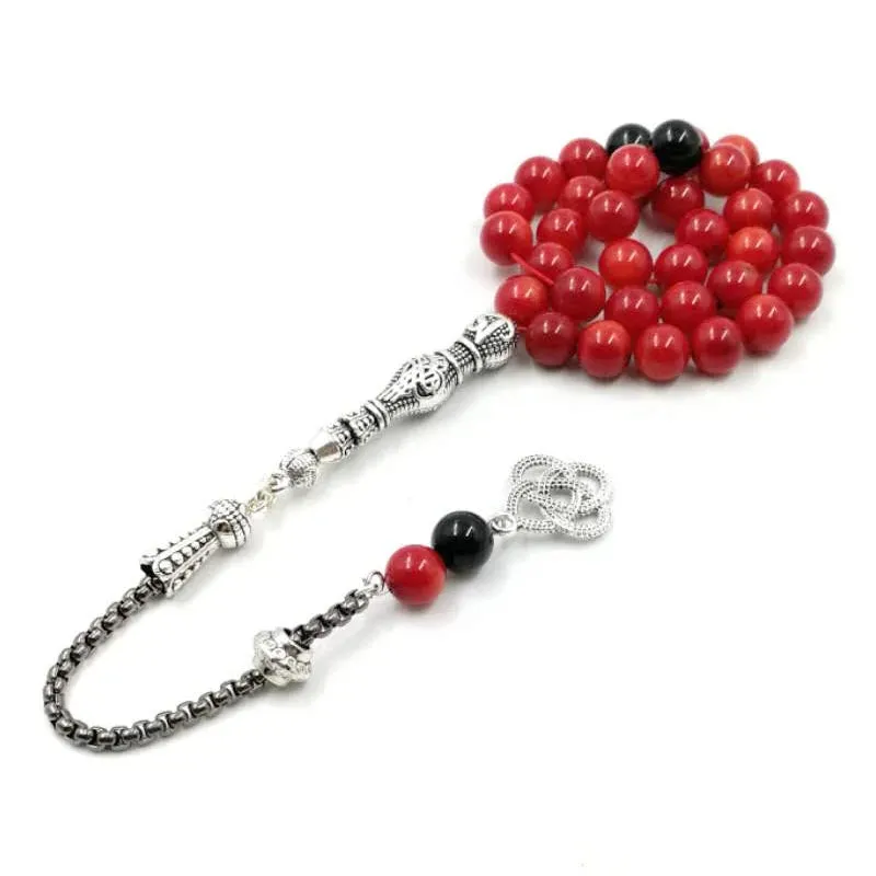 Natural coral Muslim Rosary 33 Yasr fossil Tasbih Eid gift For  Misbaha Islamic Fashion Bracelets