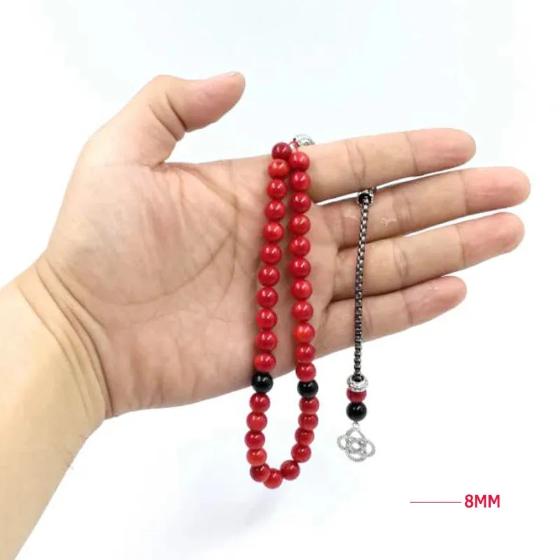 Natural coral Muslim Rosary 33 Yasr fossil Tasbih Eid gift For  Misbaha Islamic Fashion Bracelets