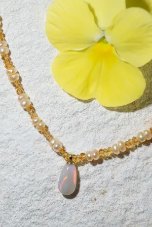 Necklace Gemstone Helios Opal & Pearl