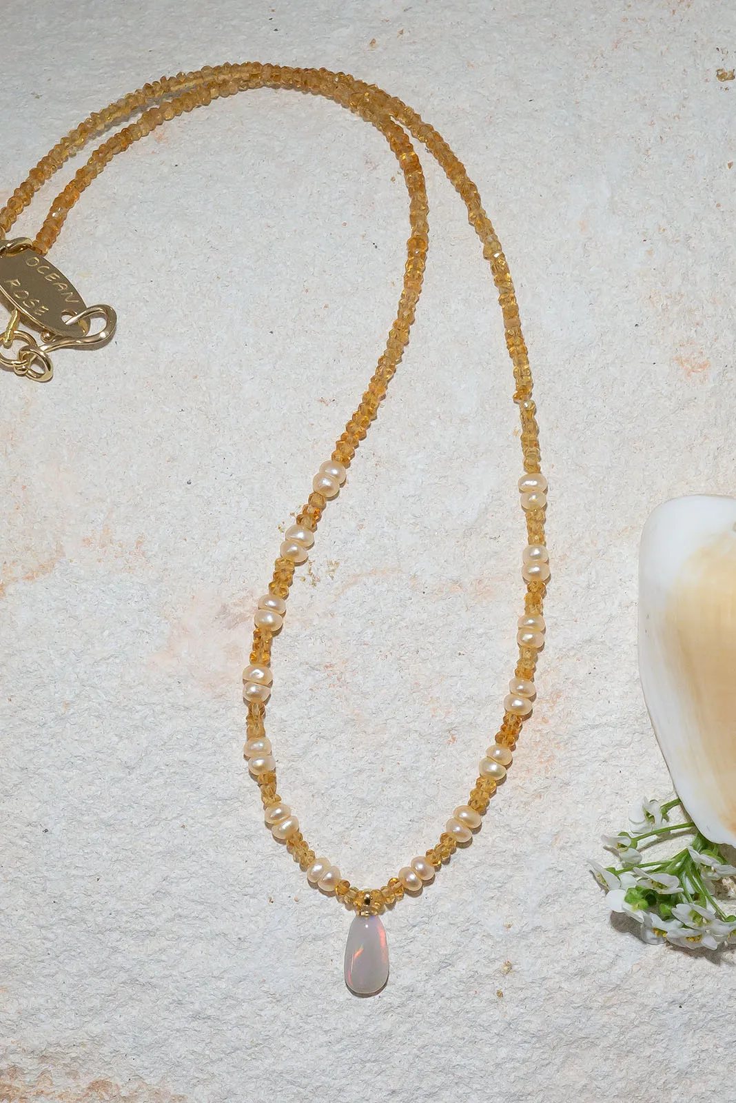 Necklace Gemstone Helios Opal & Pearl