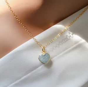 Pale Blue Aquamarine Heart Pendant
