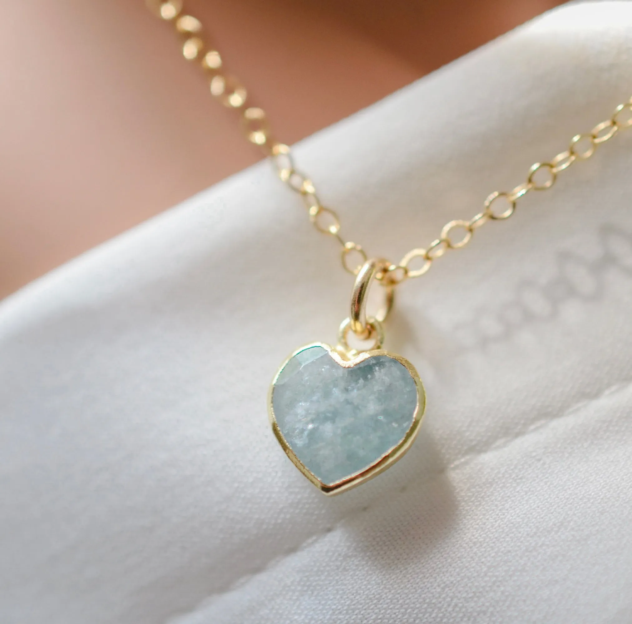 Pale Blue Aquamarine Heart Pendant