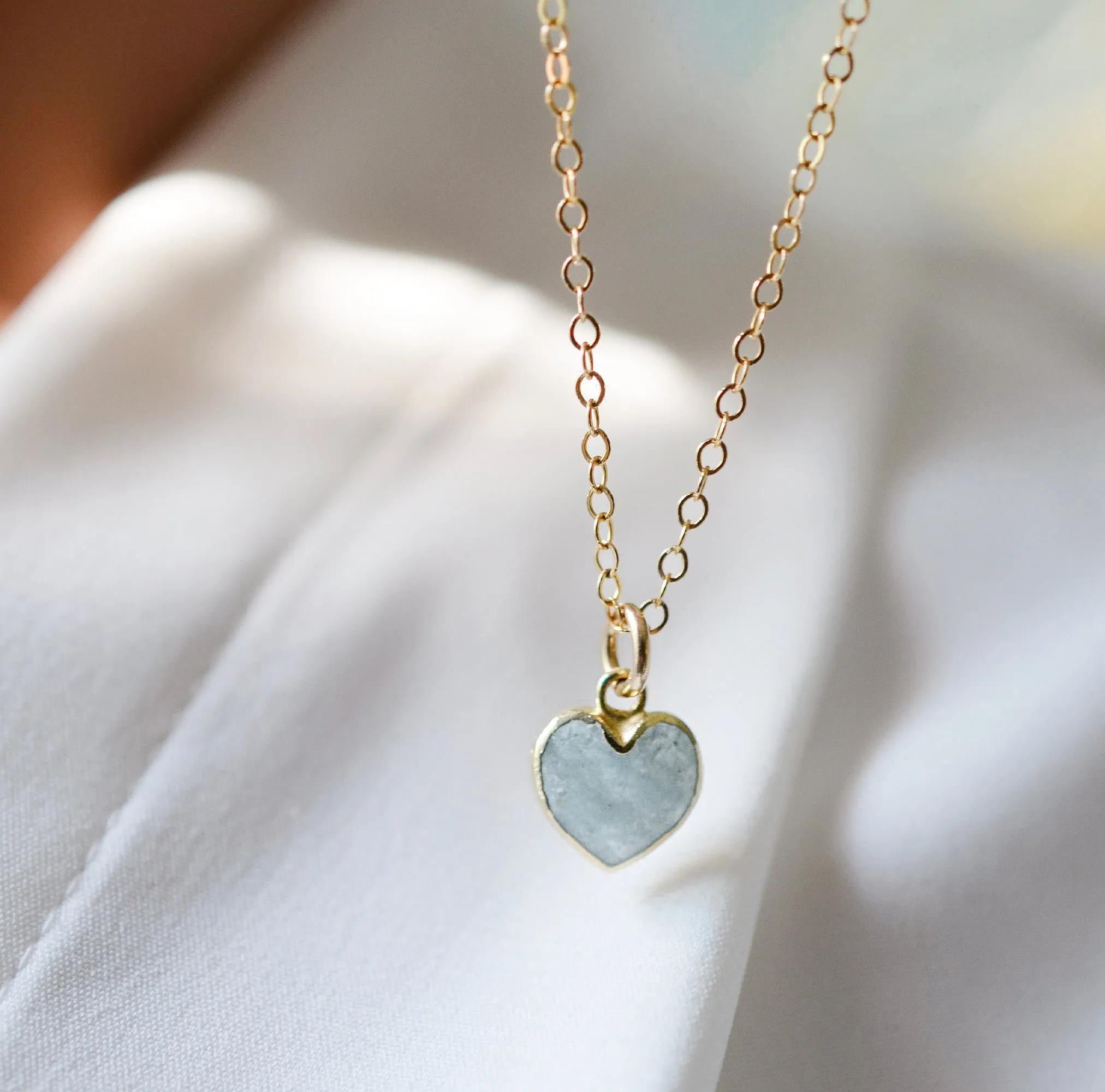 Pale Blue Aquamarine Heart Pendant