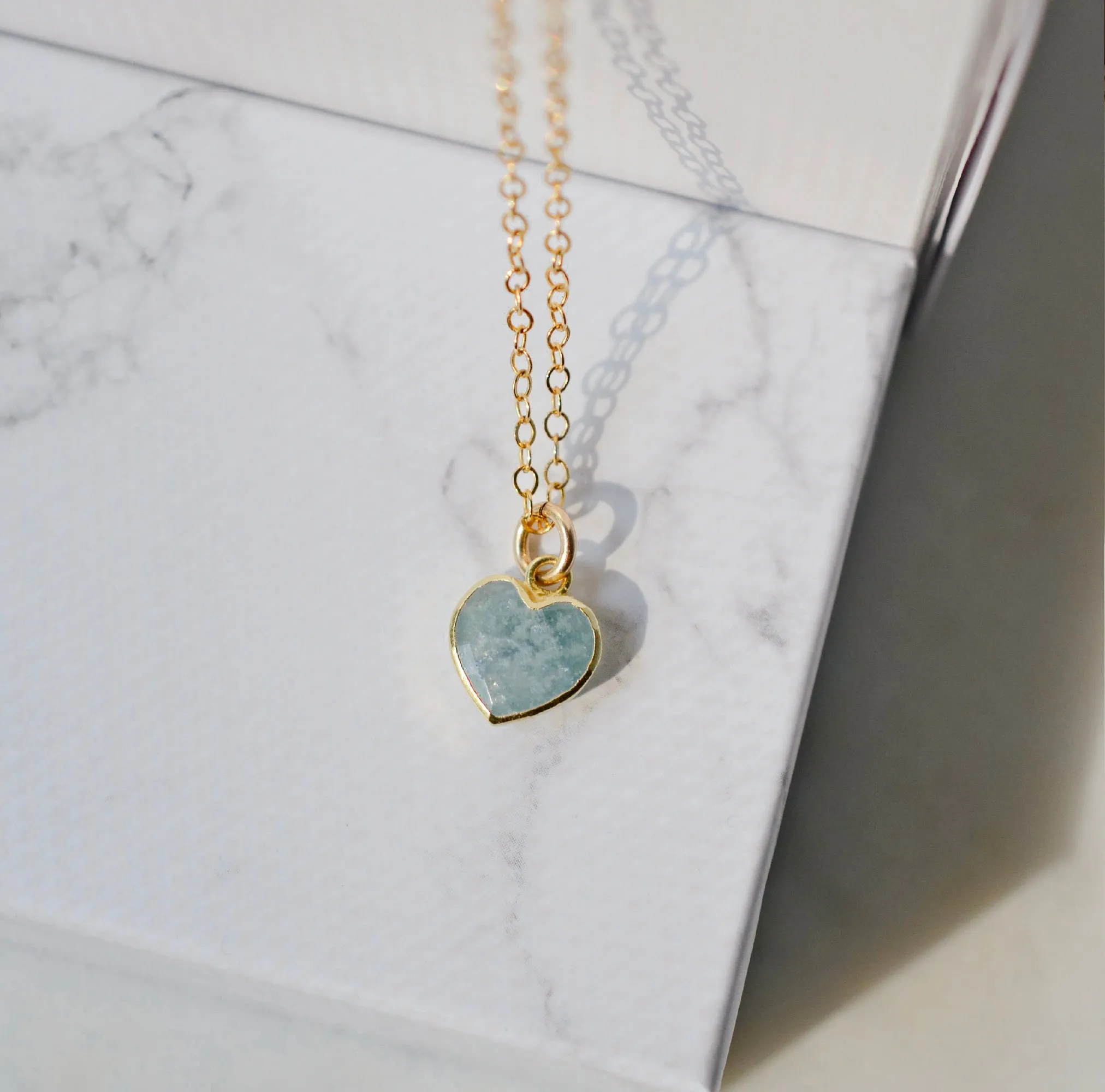 Pale Blue Aquamarine Heart Pendant