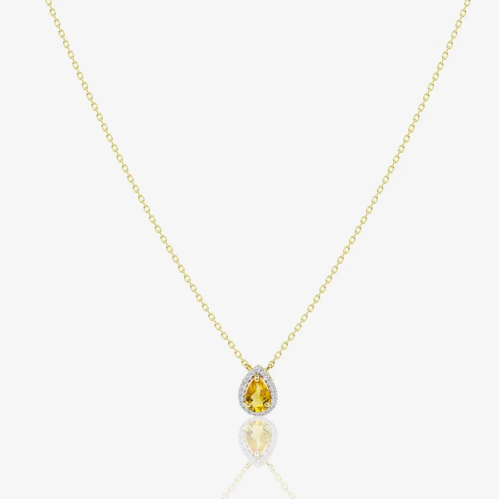 Pear Diamond Necklace in Citrine