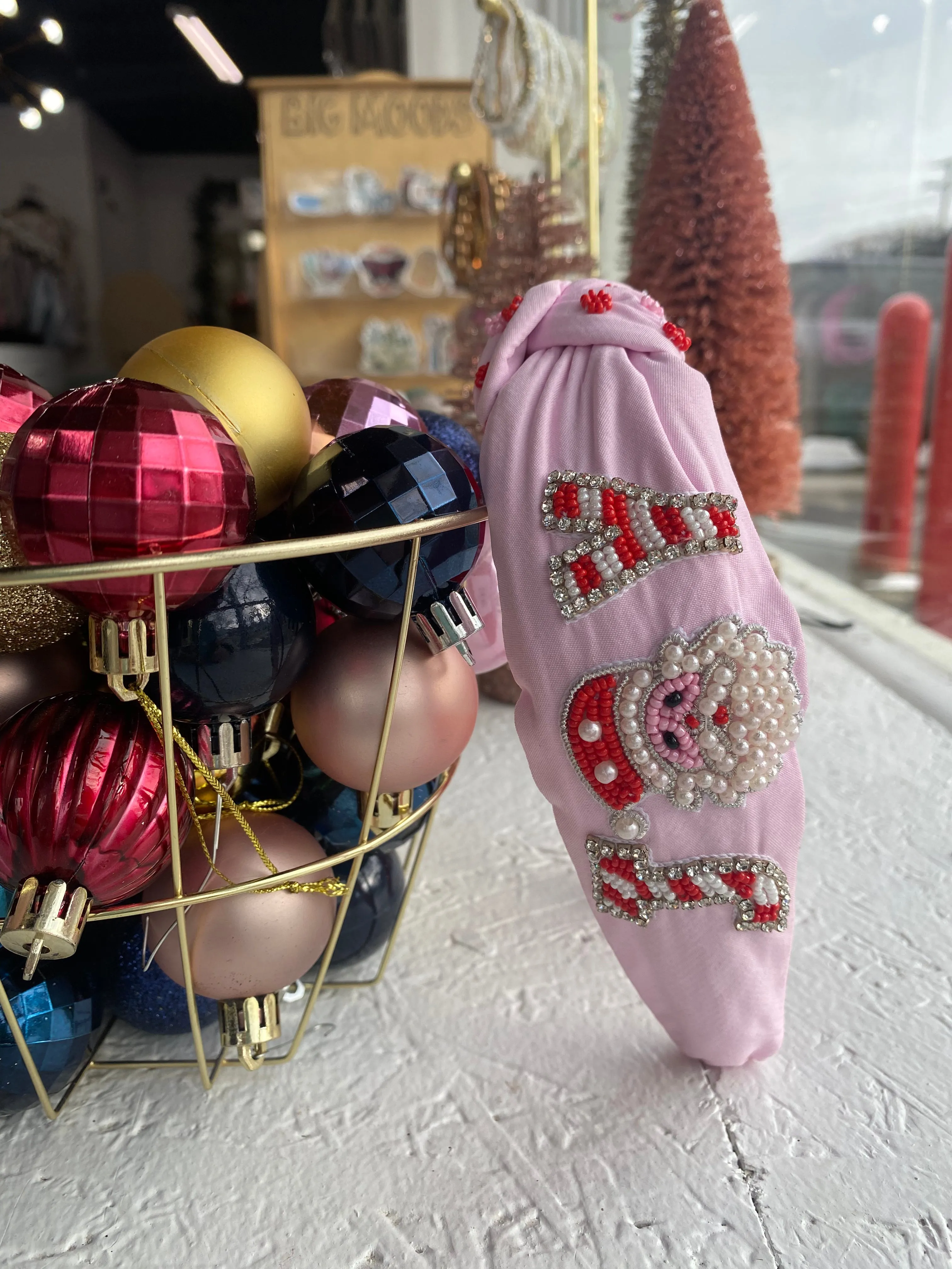 Pink Santa Joy Beaded Headband
