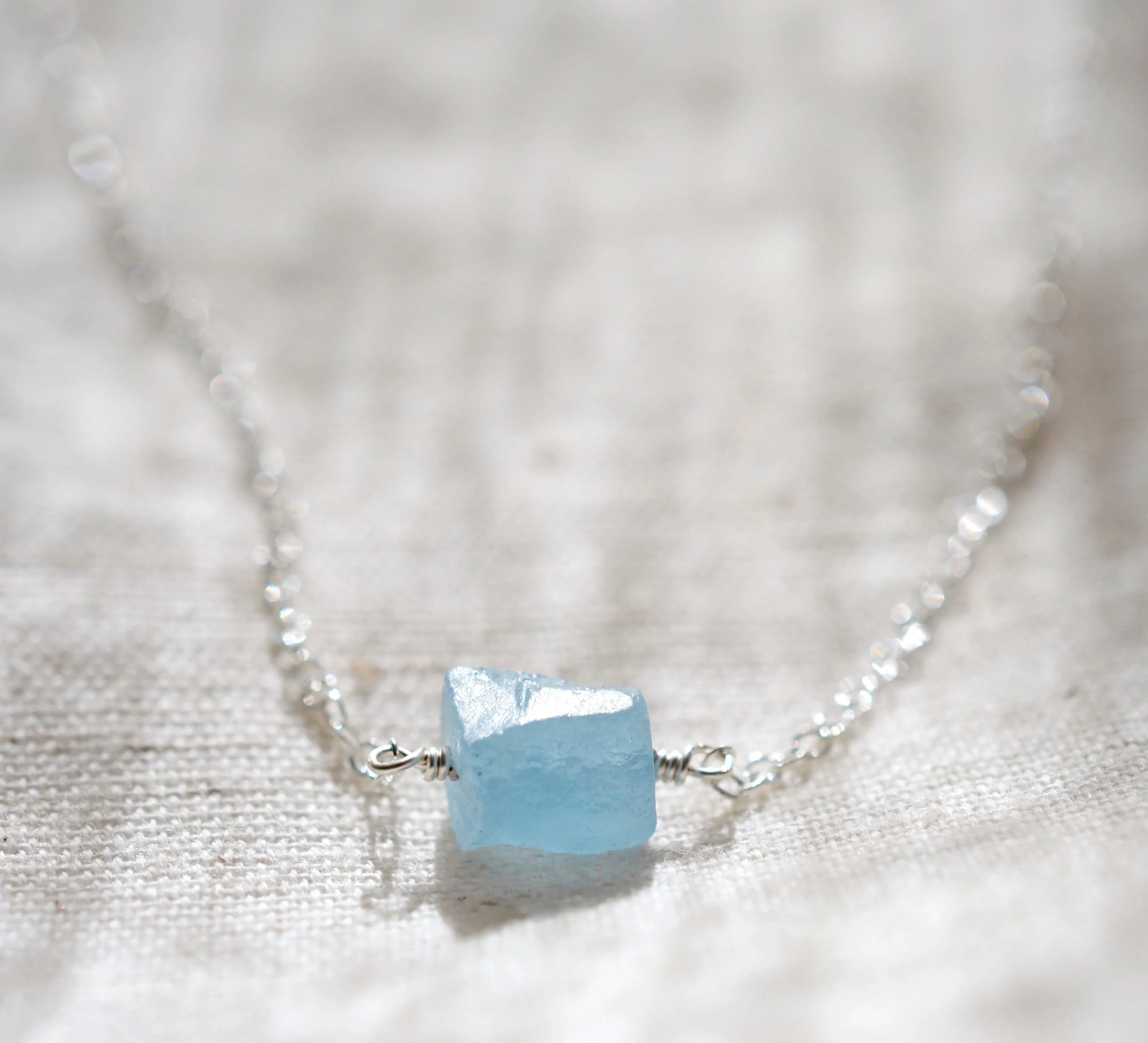 Raw Aquamarine Crystal Necklace