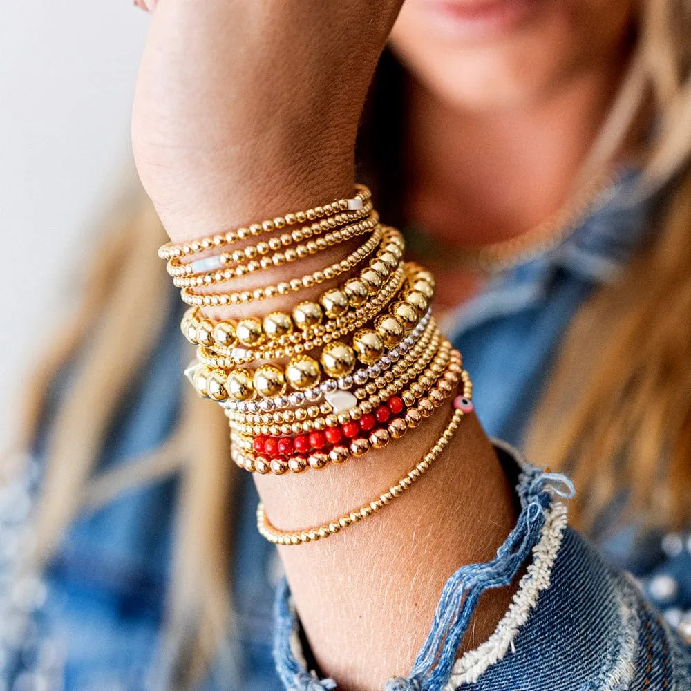 Red Coral Bracelet in 14k Gold Filled 4mm Beads