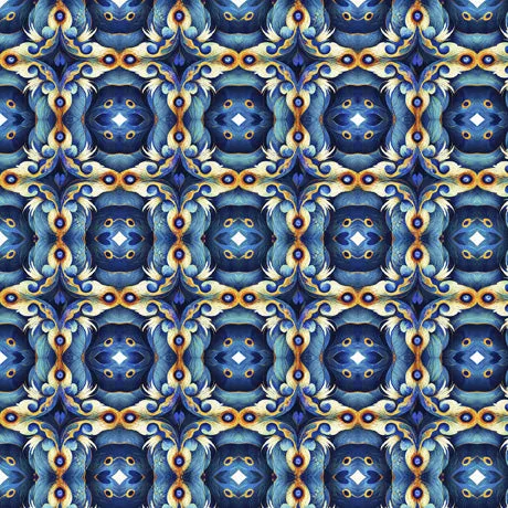 Resplendent Medallion Denim Blue Fabric