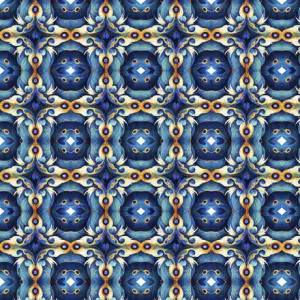 Resplendent Medallion Denim Blue Fabric