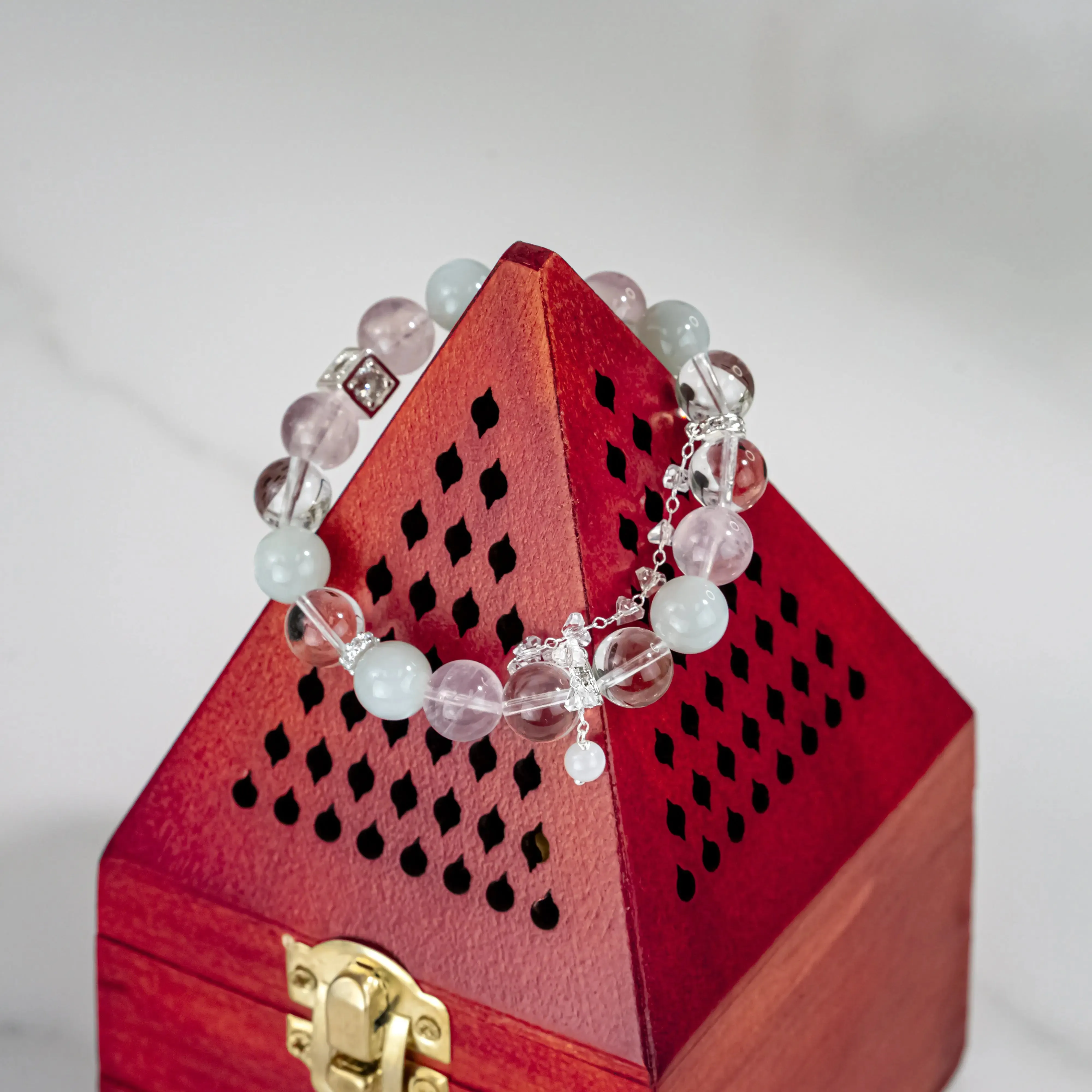 Rose & Clear Quartz Moonstone Bracelet