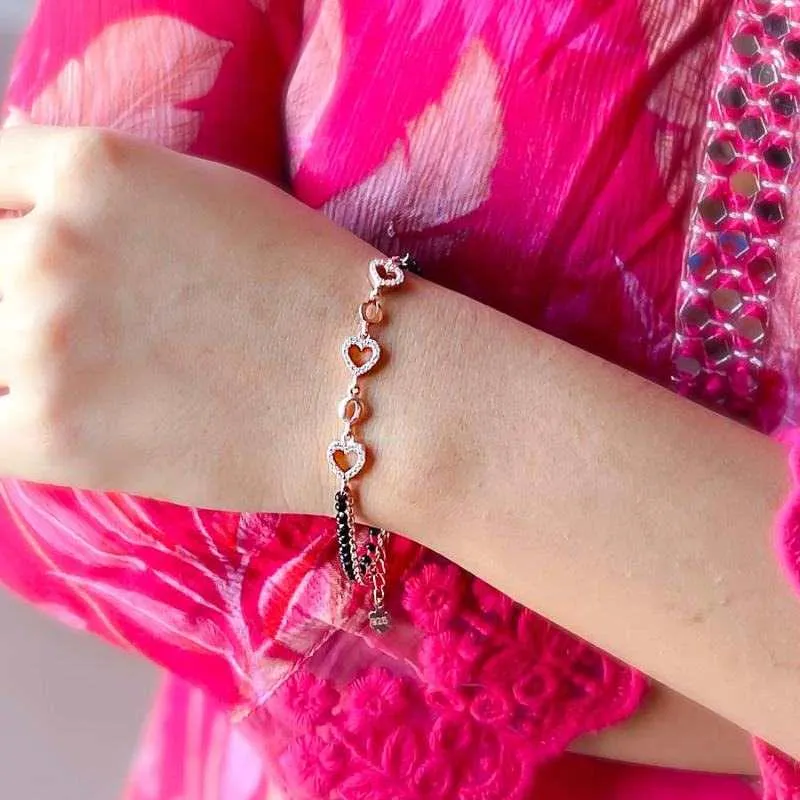 Rosegold Heart Beat Mangalsutra Bracelet