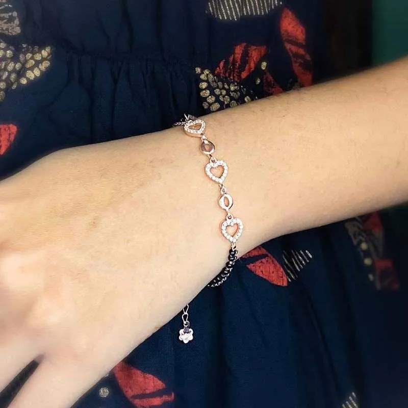 Rosegold Heart Beat Mangalsutra Bracelet