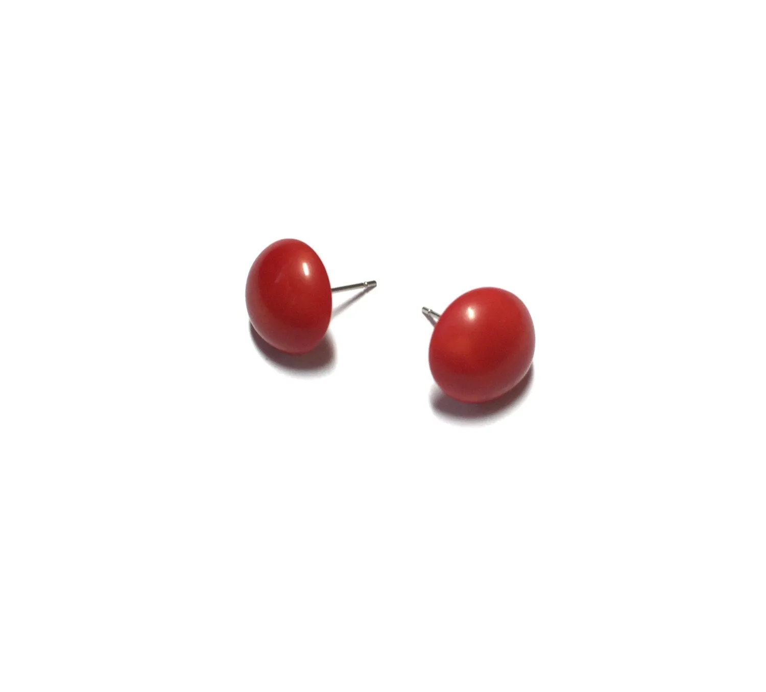 Rusty Red Retro Button Earrings