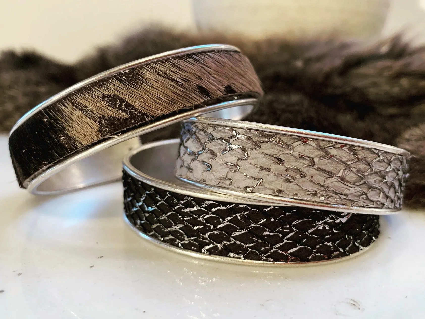 Salmon Leather Cuff Bracelets - 3/4” Adjustable Assorted Colors