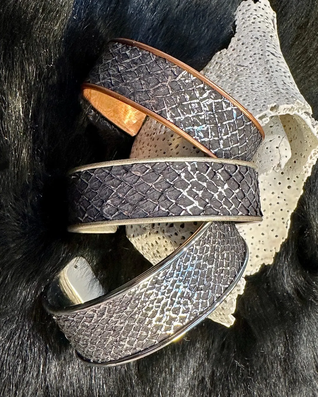 Salmon Leather Cuff Bracelets - 3/4” Adjustable Assorted Colors