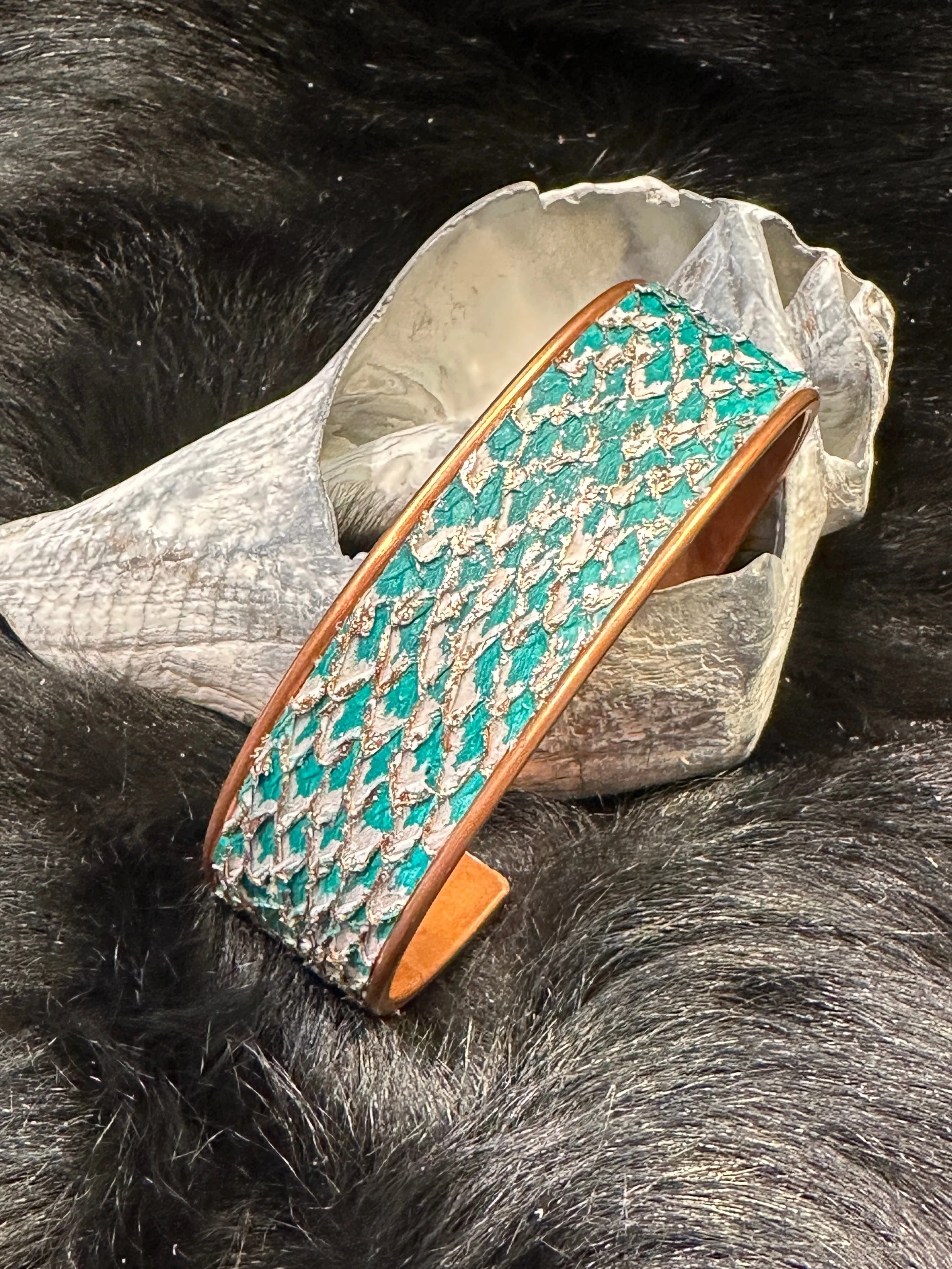 Salmon Leather Cuff Bracelets - 3/4” Adjustable Assorted Colors