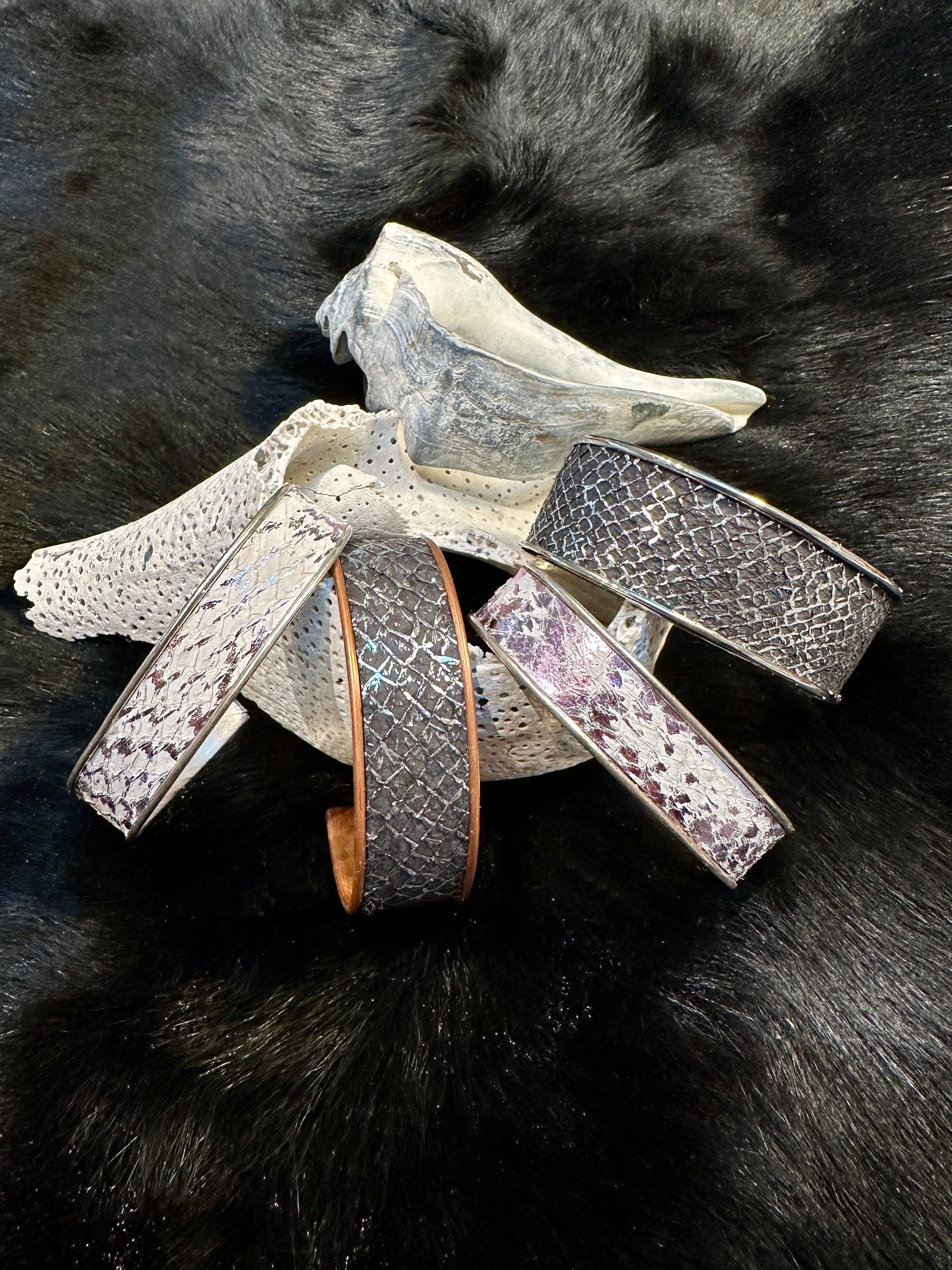 Salmon Leather Cuff Bracelets - 3/4” Adjustable Assorted Colors