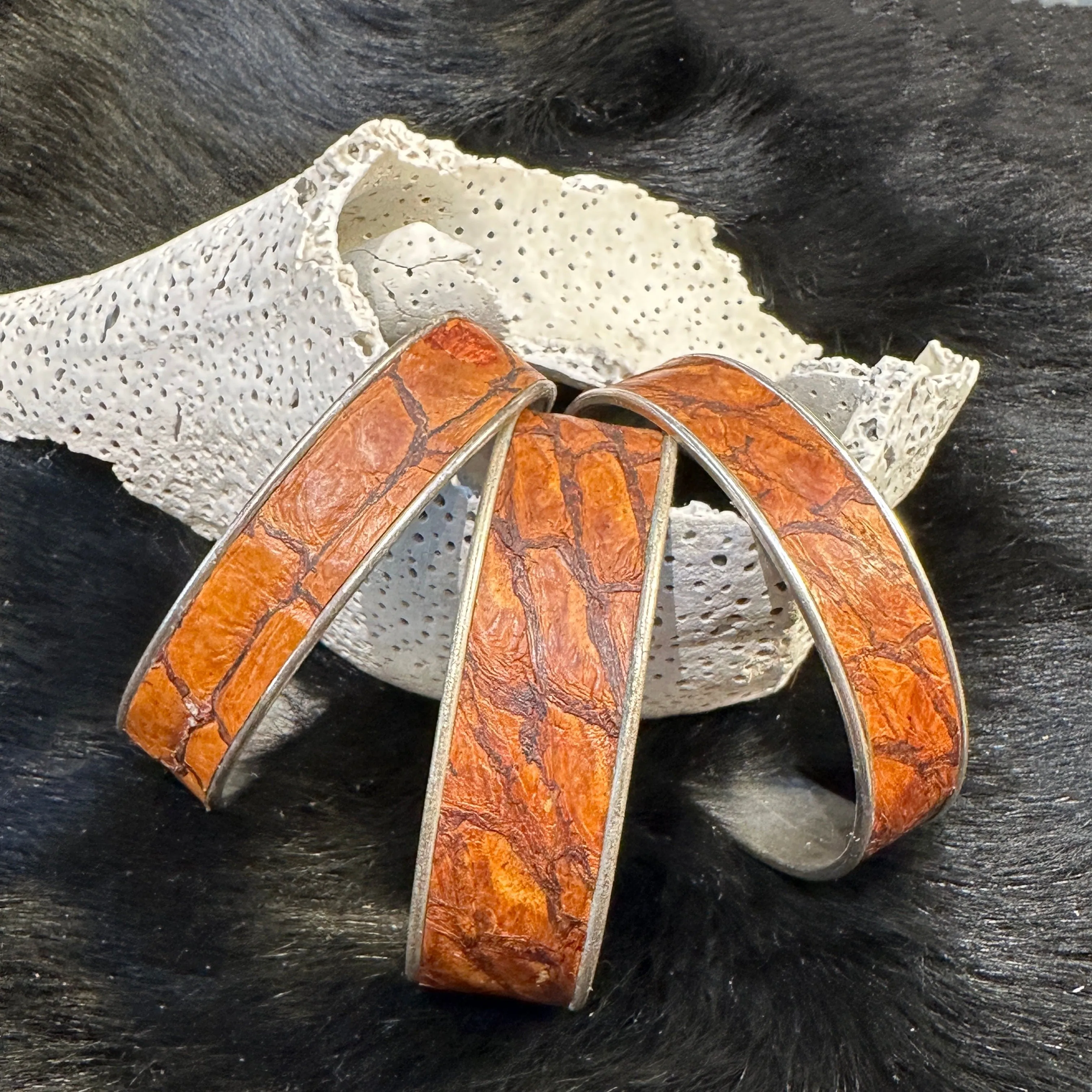 Salmon Leather Cuff Bracelets - 3/4” Adjustable Assorted Colors