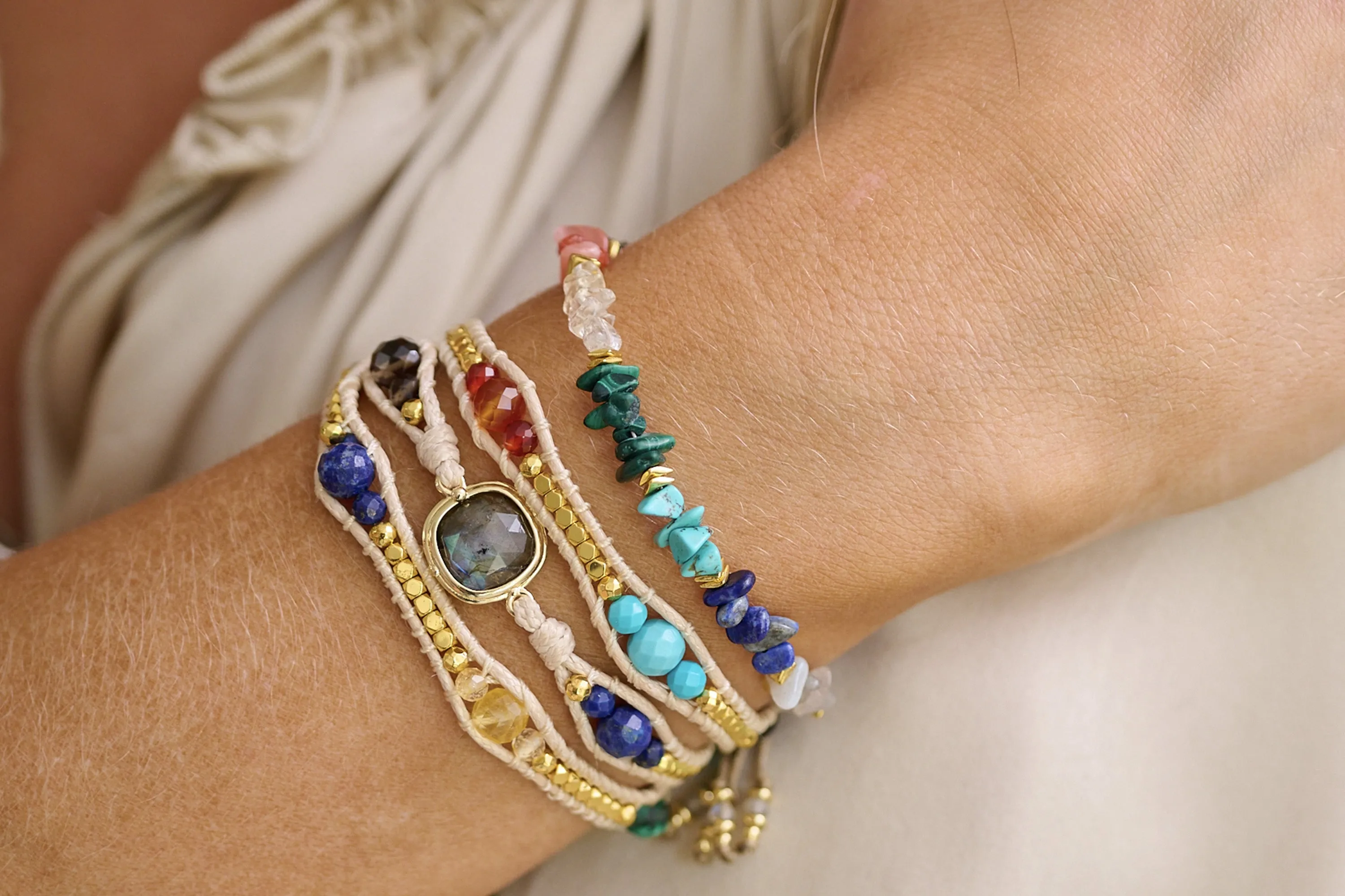 Sana Gold Chakra Multi Crystal Bracelet