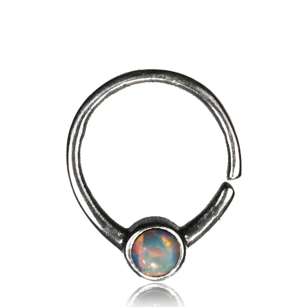 Seeta Septum Ring -Silver - White Opal