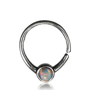Seeta Septum Ring -Silver - White Opal