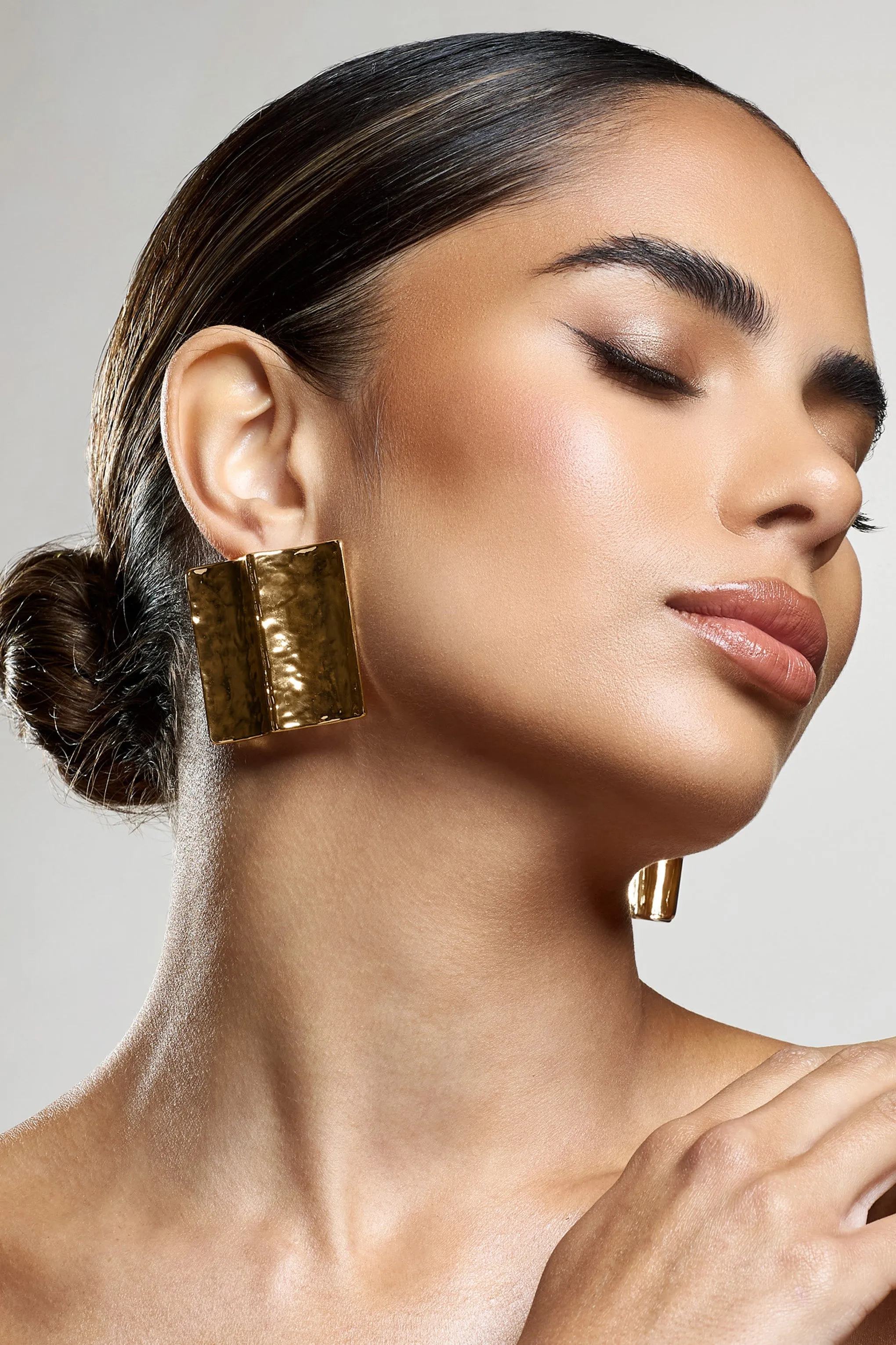 Serengeti | Gold Hammered Square Statement Earrings