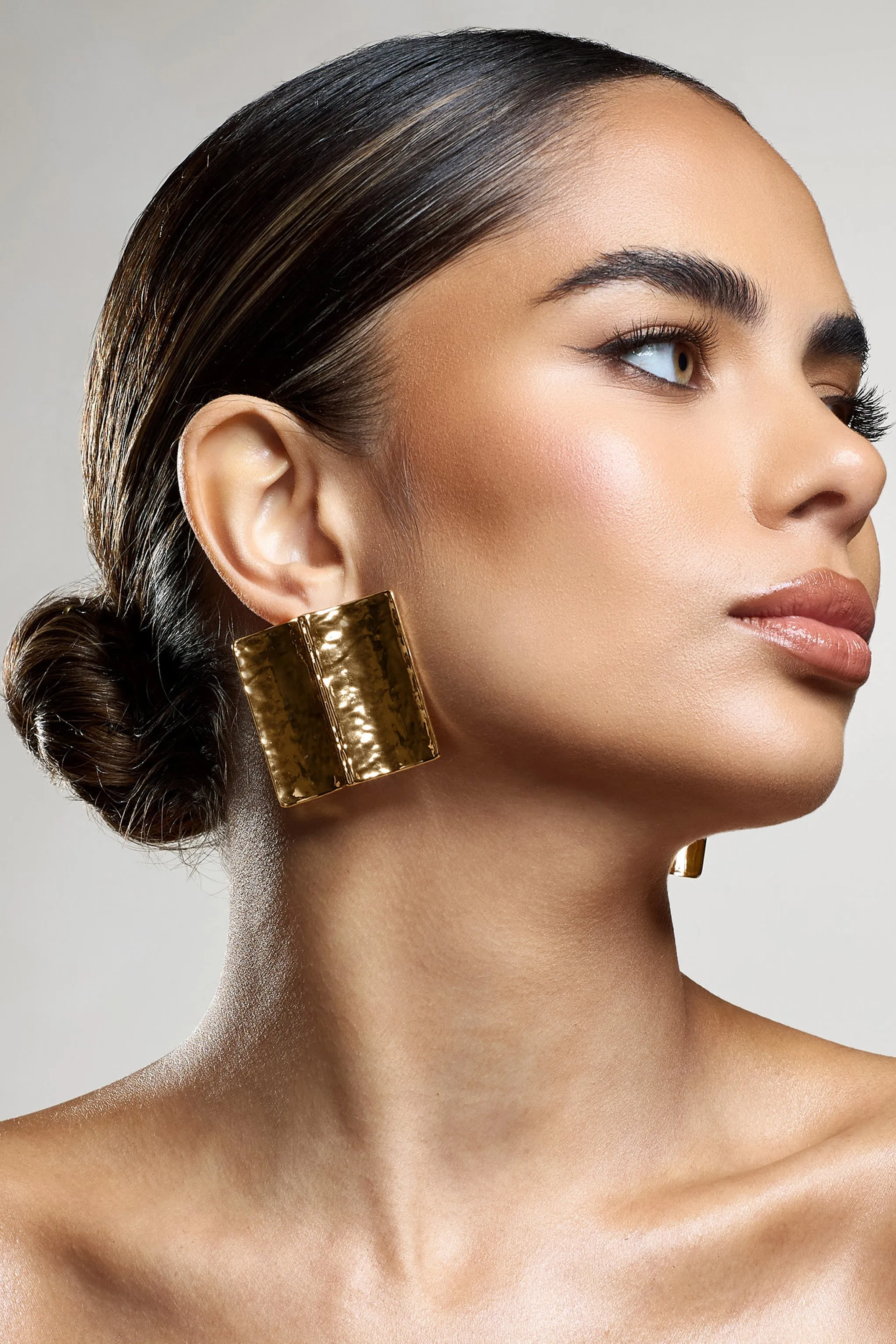Serengeti | Gold Hammered Square Statement Earrings