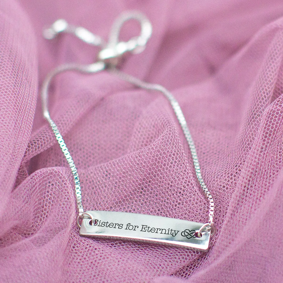 Silver Sisters for Eternity Adjustable Bar Bracelet