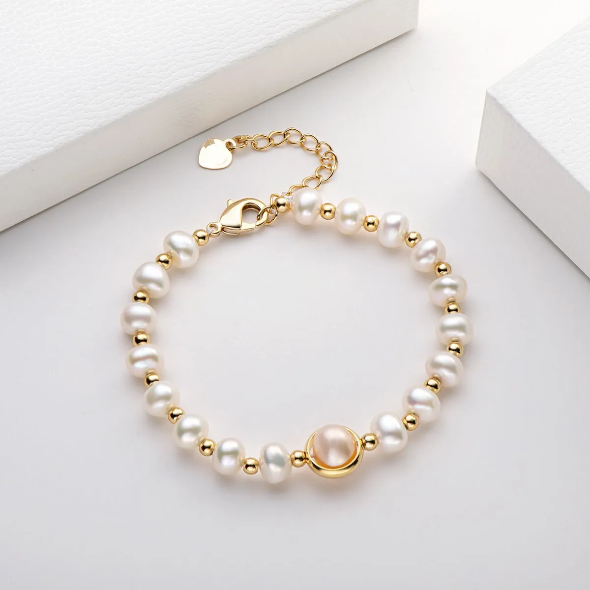 Small Design Luxury And Premium 14K Gold Wrapped Pearl Bracelet Womens Natural Freshwater Pearl Jewelry