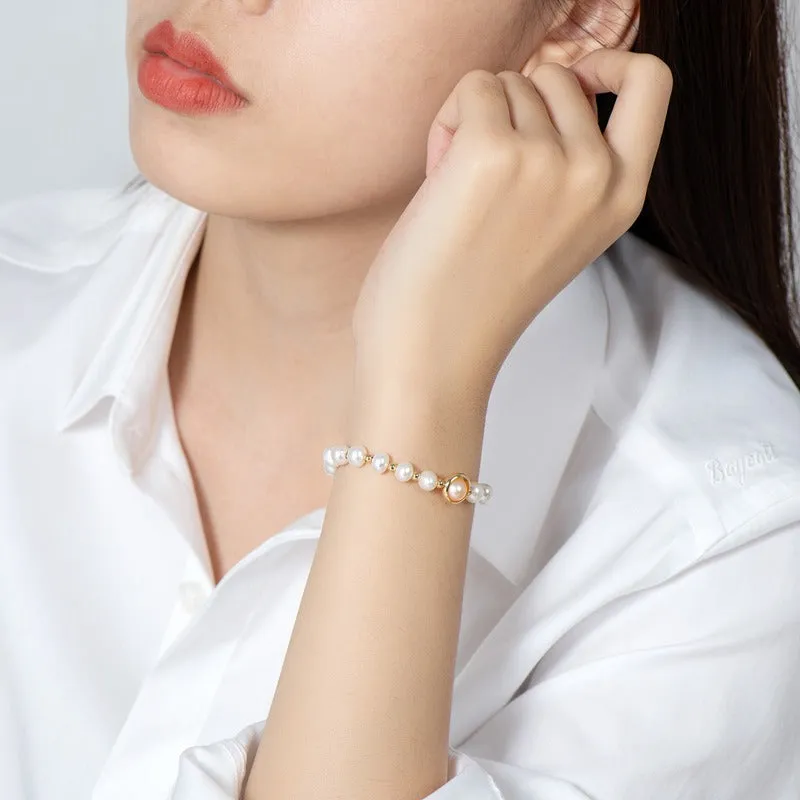 Small Design Luxury And Premium 14K Gold Wrapped Pearl Bracelet Womens Natural Freshwater Pearl Jewelry
