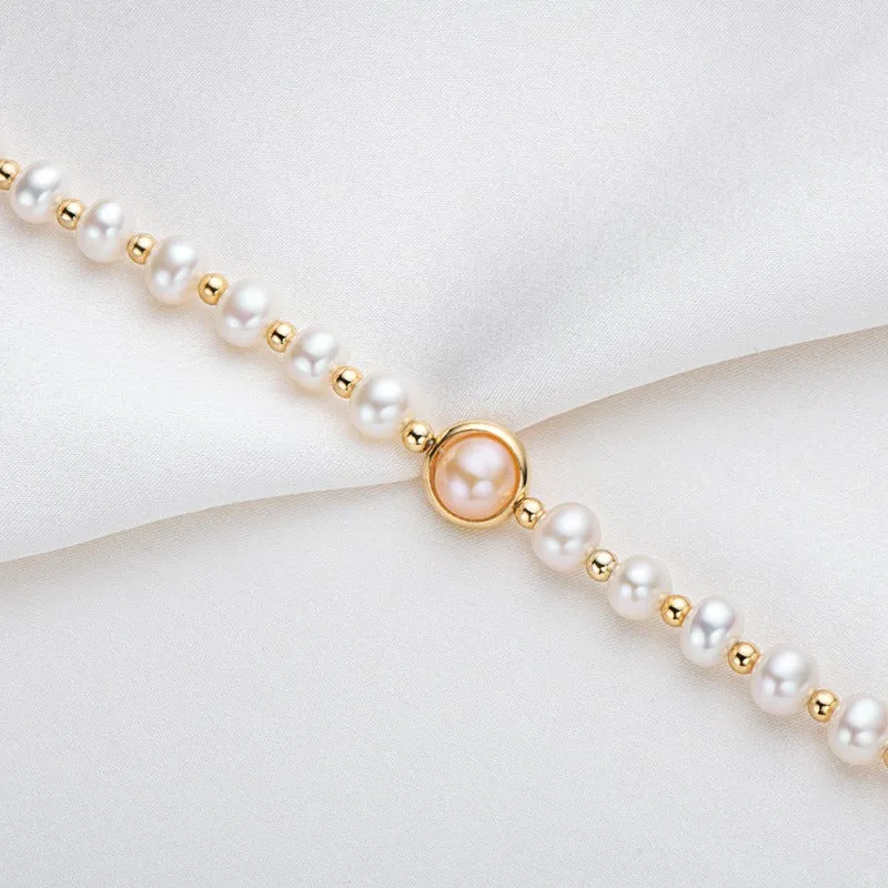 Small Design Luxury And Premium 14K Gold Wrapped Pearl Bracelet Womens Natural Freshwater Pearl Jewelry