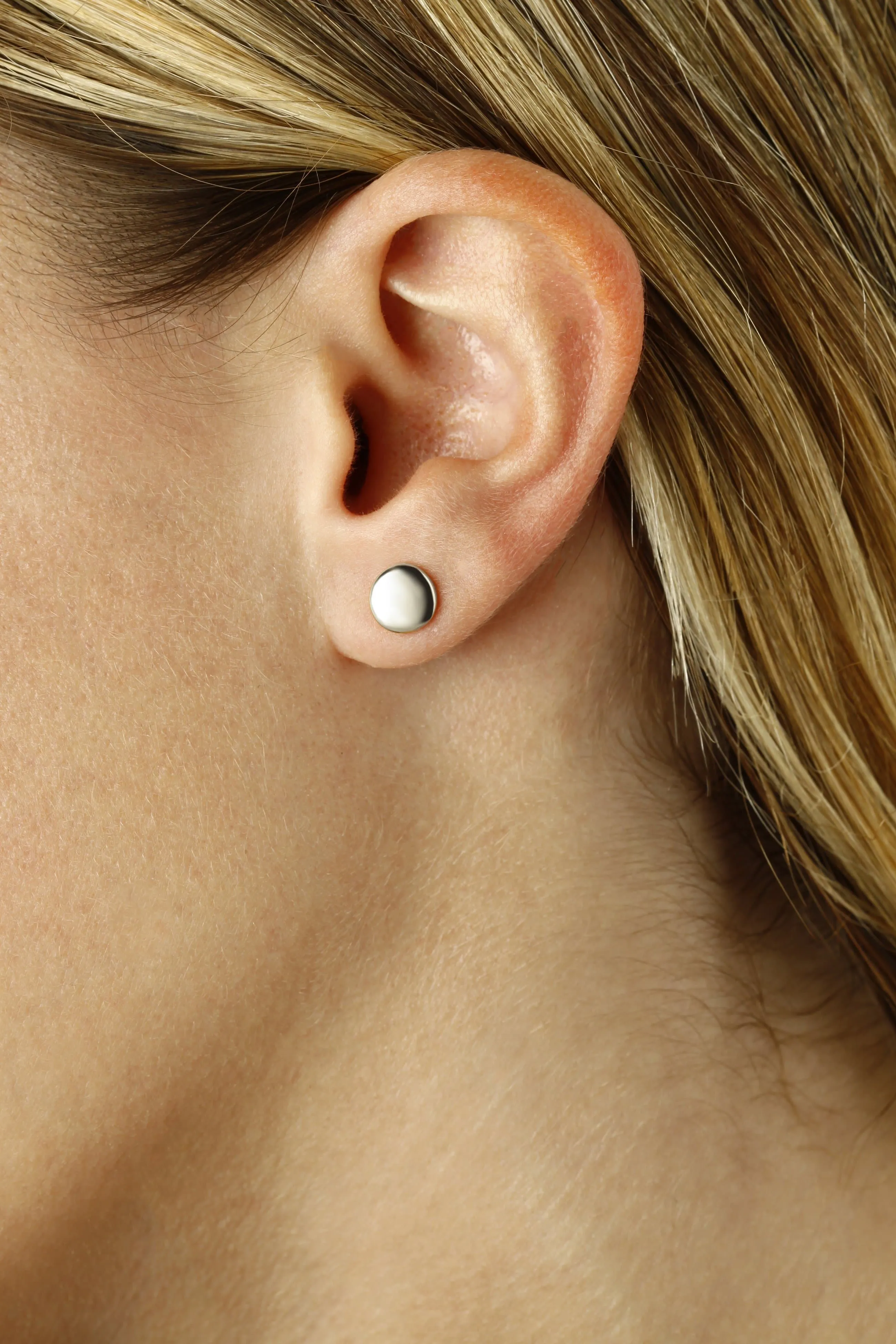 Sterling Silver 8mm Flat Round Stud Earrings